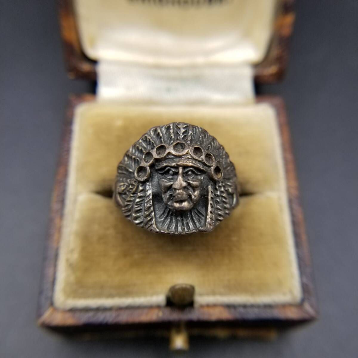 インディアンヘッド チーフ先住民 立体彫刻 925 シルバー ヴィンテージ