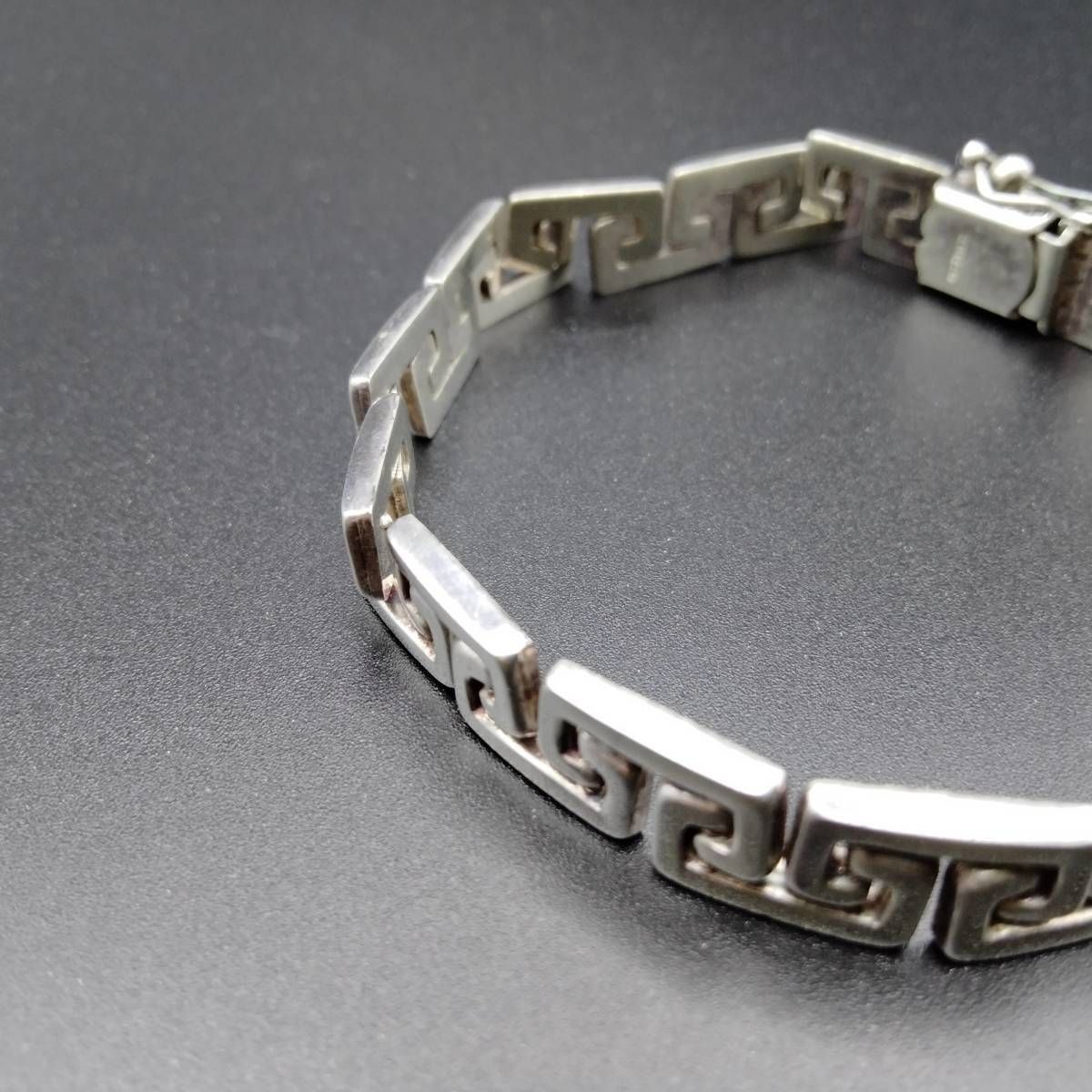 イタリア ヴィンテージ ギリシャ雷文 パネルチェーン リンク 925