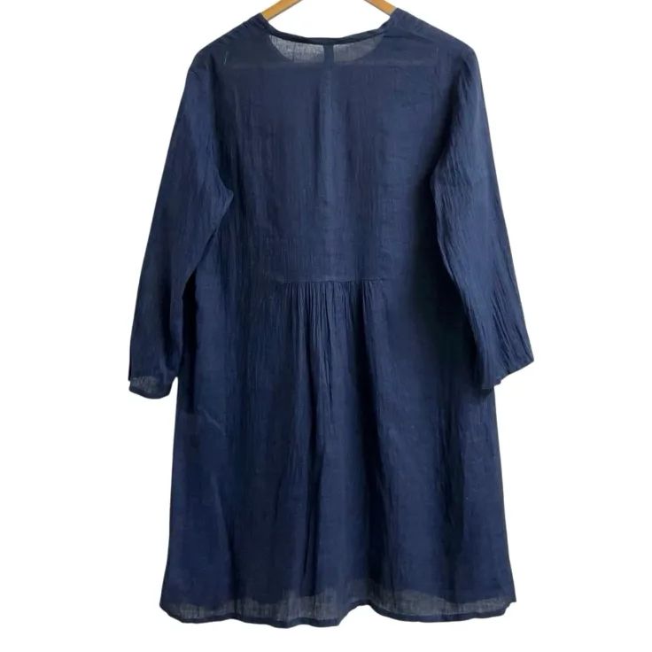 登美 群言堂 石見銀山 麻 リネン インディゴ 長袖 チュニック