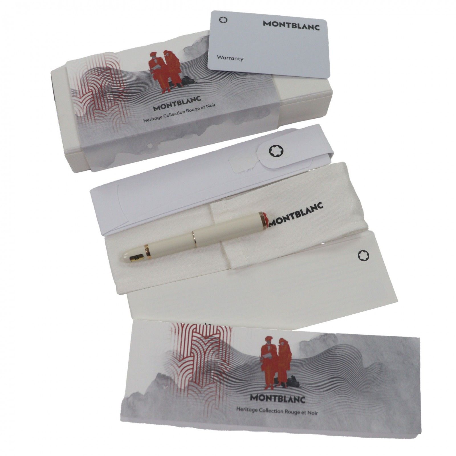 ♥品 モンブラン ヘリテイジ ルージュ ノワール ベビー スペシャルエディション ペン先14 K Mニブ ホワイトスター 万年筆 アイボリー 箱 保存袋付き ドイツ製 メンズ