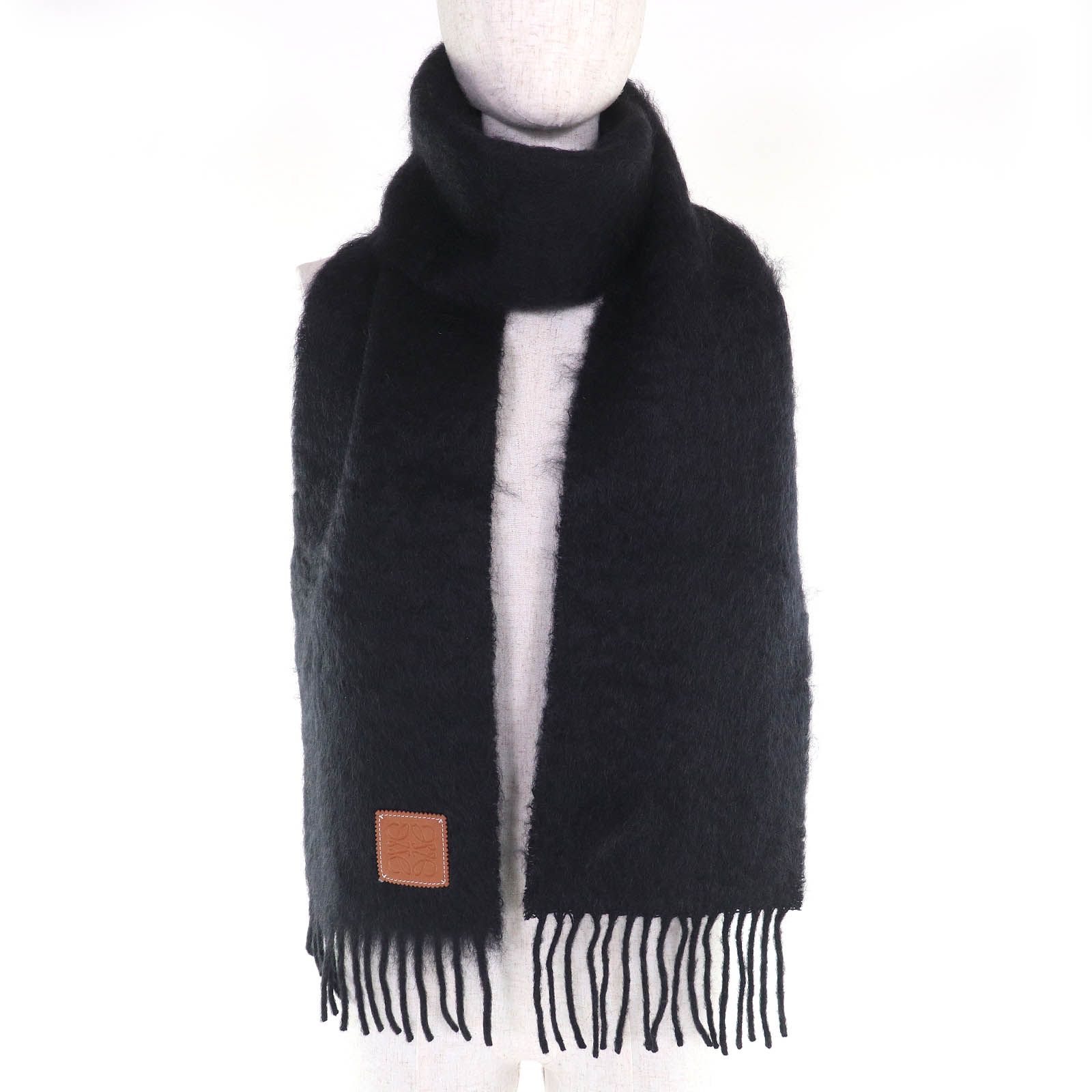 極美品△LOEWE ロエベ モヘア ウール アナグラムレザーワッペン