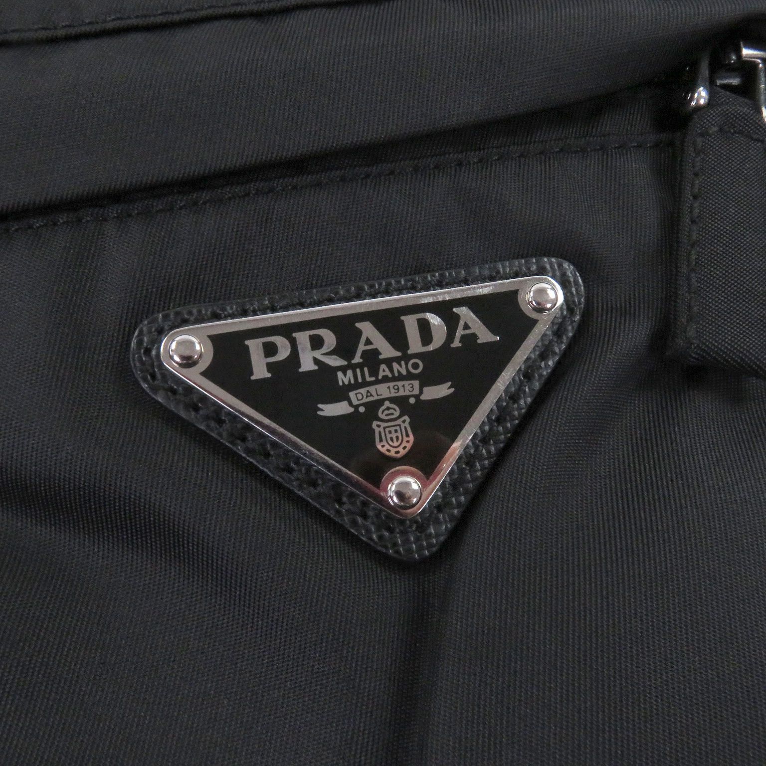 極美品□PRADA プラダ UJP112 トライアングルロゴ 三角プレート サイド 