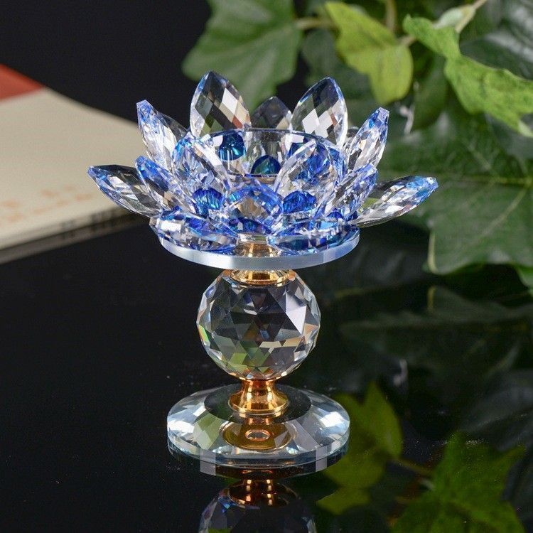 新品・未使用】 燭台 キャンドルホルダー クリスタルガラス 蓮の花