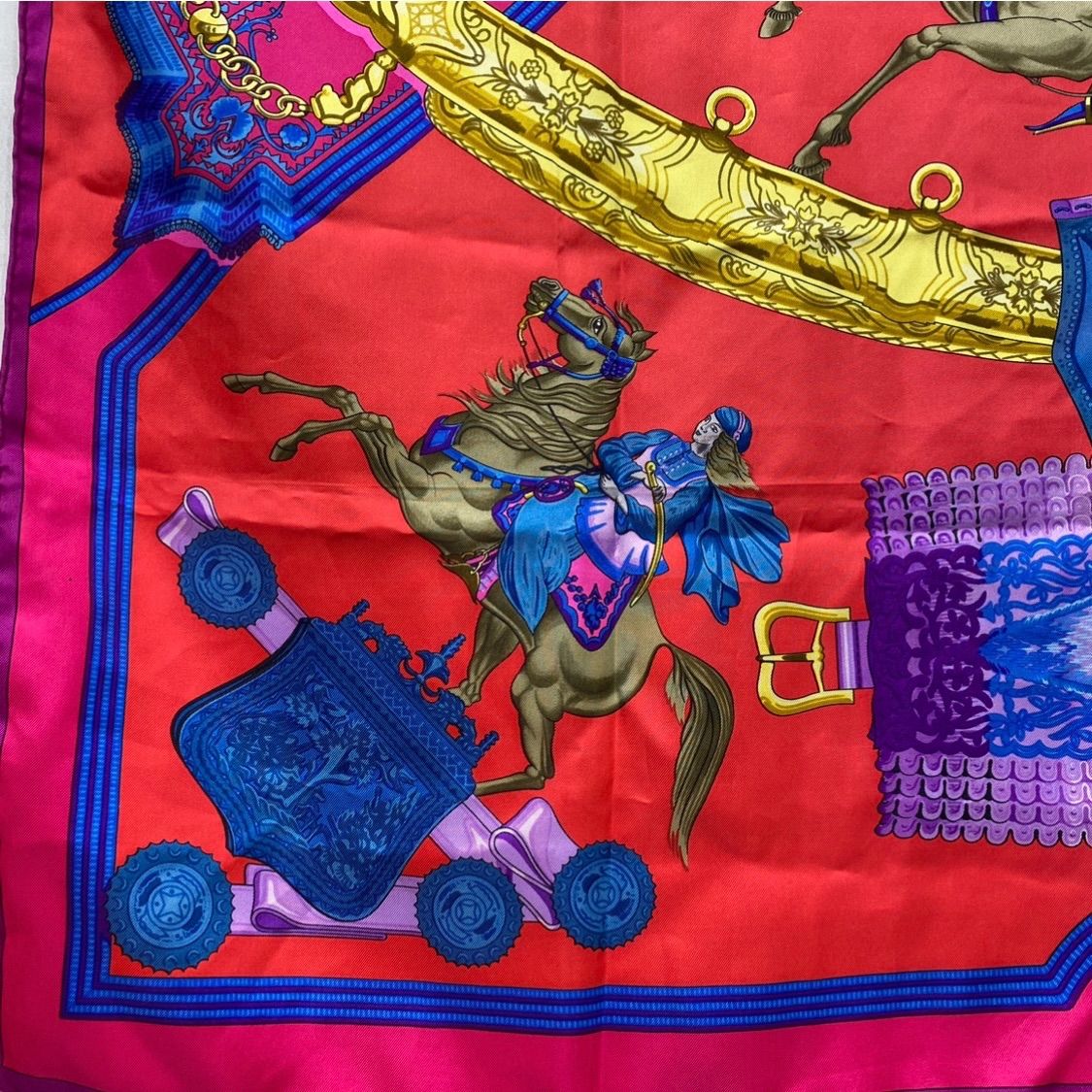 HERMÈS エスニック柄 シルクスカーフ エルメス カレ90 Greece France シルクスカーフ ピンク HERMES AC0164