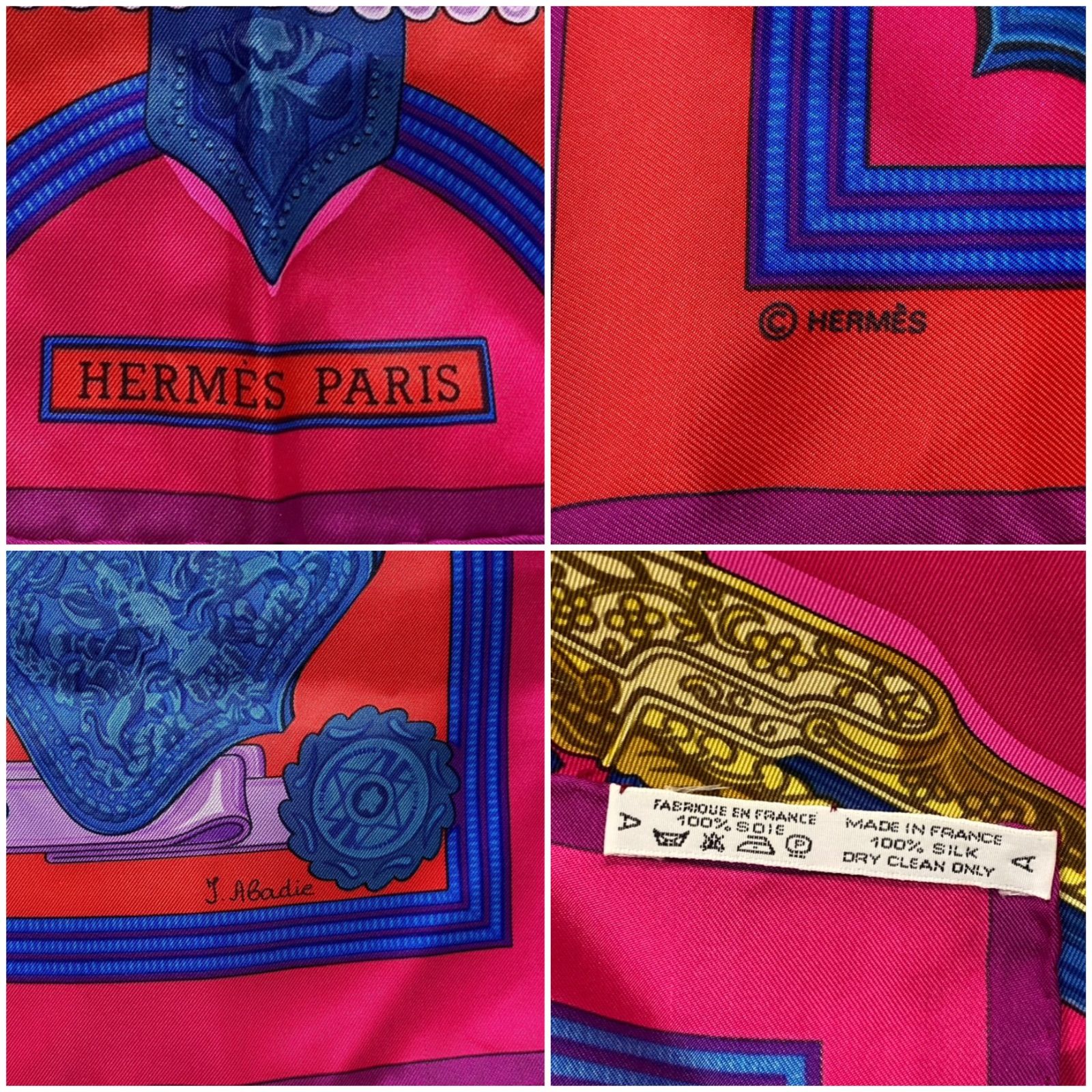 HERMÈS エスニック柄 シルクスカーフ エルメス カレ90 Greece France シルクスカーフ ピンク HERMES AC0164