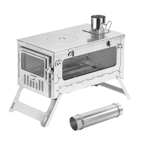 薪ストーブ 二次燃焼 暖炉煙突付きテント調理 304ステンレス鋼 組み立て式 携帯便利 焚き火台 キャンプヒーター テント調理 クッキング アウトドア ソロキャンプ用 ストーブ 2 5 M煙突付き m