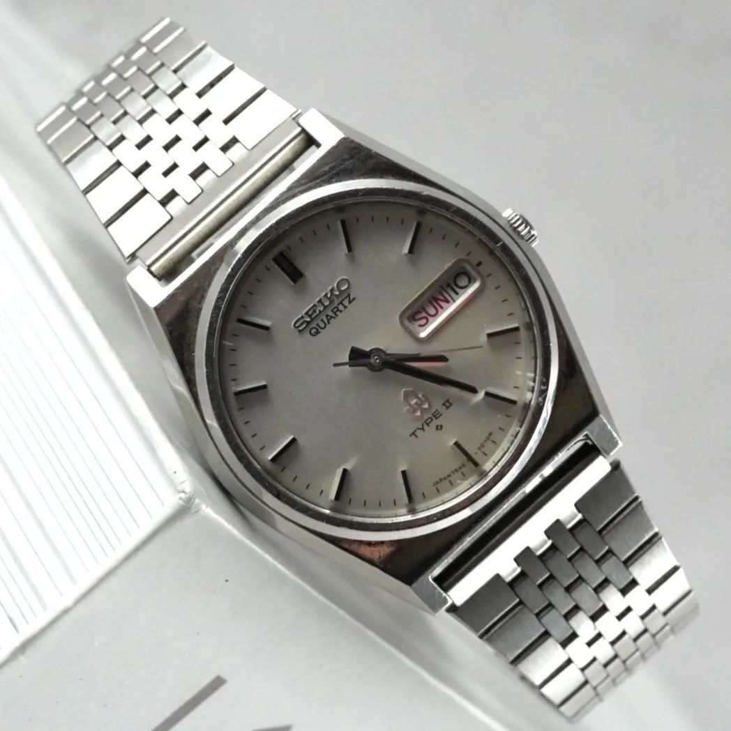 SEIKO セイコータイプ2 メンズ腕時計 シルバー シンプル デイデイト セイコー SEIKO TYPE タイプ2 デイデイト II 腕時計 稼働品 TYPEⅡ