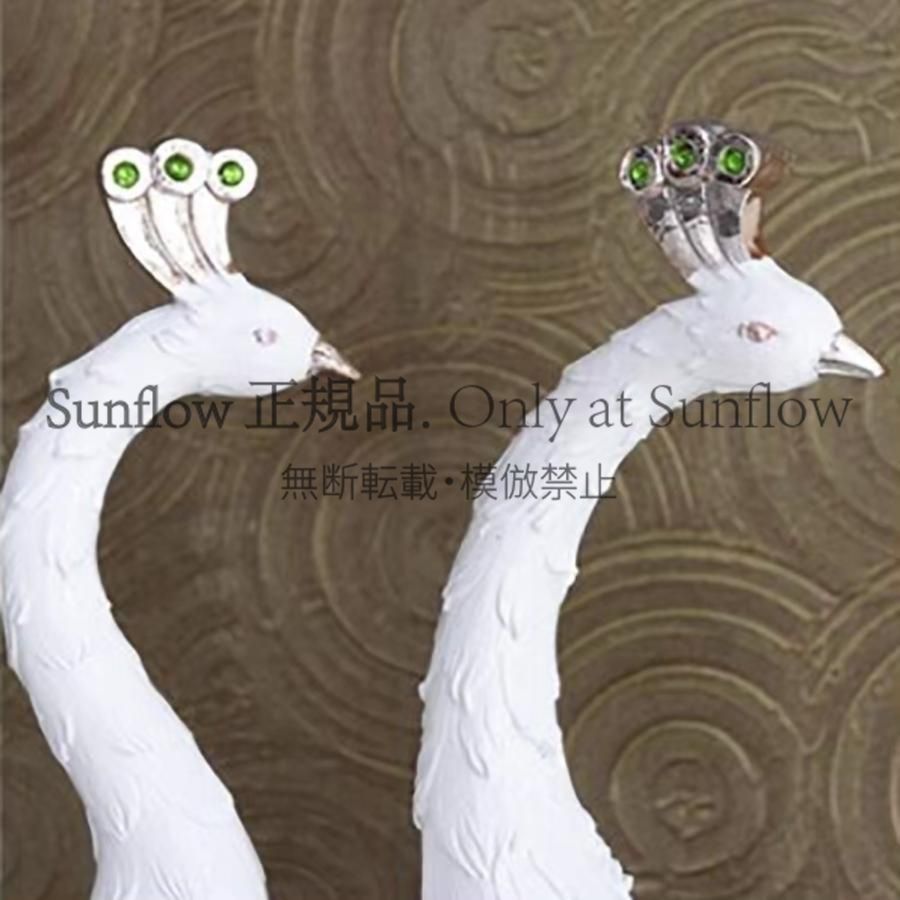 送料無料】置物 孔雀 白 70cm 柱 2個セット インテリア 風水 ストーン