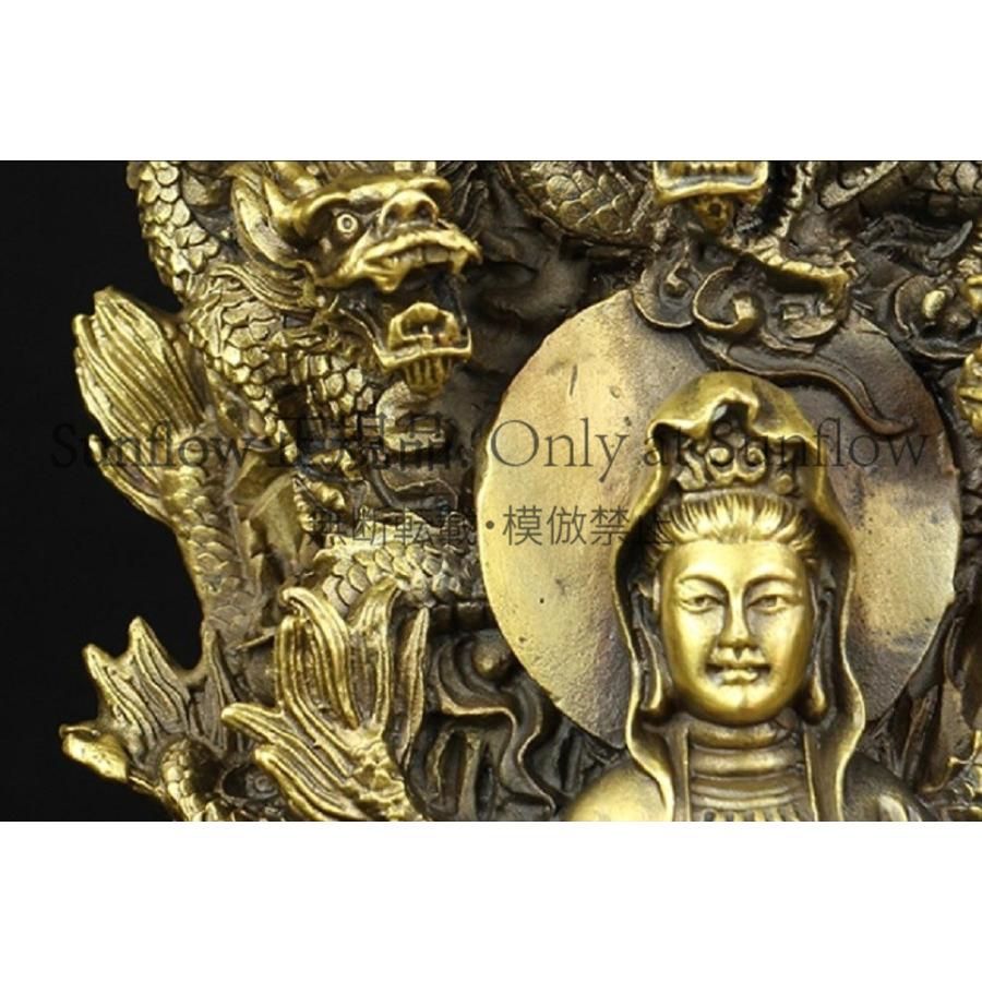 送料無料】特大サイズ 九龍観音像 観音菩薩像 中国神話 竜生九子 仏像