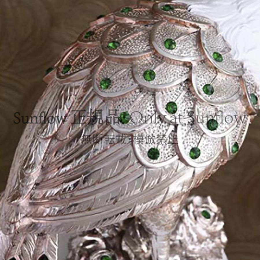 送料無料】置物 孔雀 白 70cm 柱 2個セット インテリア 風水 ストーン