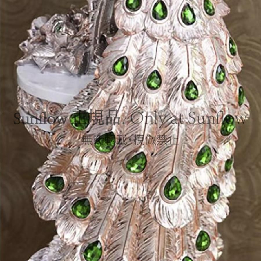 送料無料】置物 孔雀 白 70cm 柱 2個セット インテリア 風水 ストーン