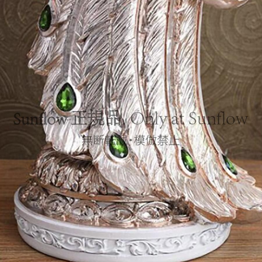 送料無料】置物 孔雀 白 70cm 柱 2個セット インテリア 風水 ストーン