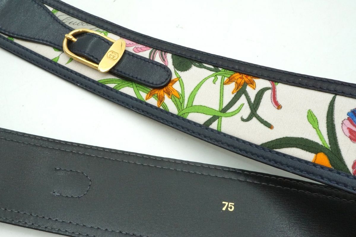 希少！GUCCI グッチ　フローラ　ベルト　75 レディース　ビンテージ　花柄 オールド グッチ ヴィンテージ 75(約M) レア フローラ デザインベルト