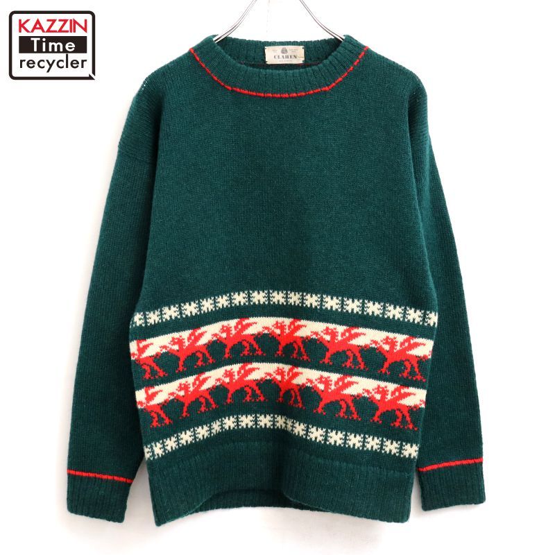 70s イギリス製 vintage ノルディック柄 ウール ニットセーター メンズ