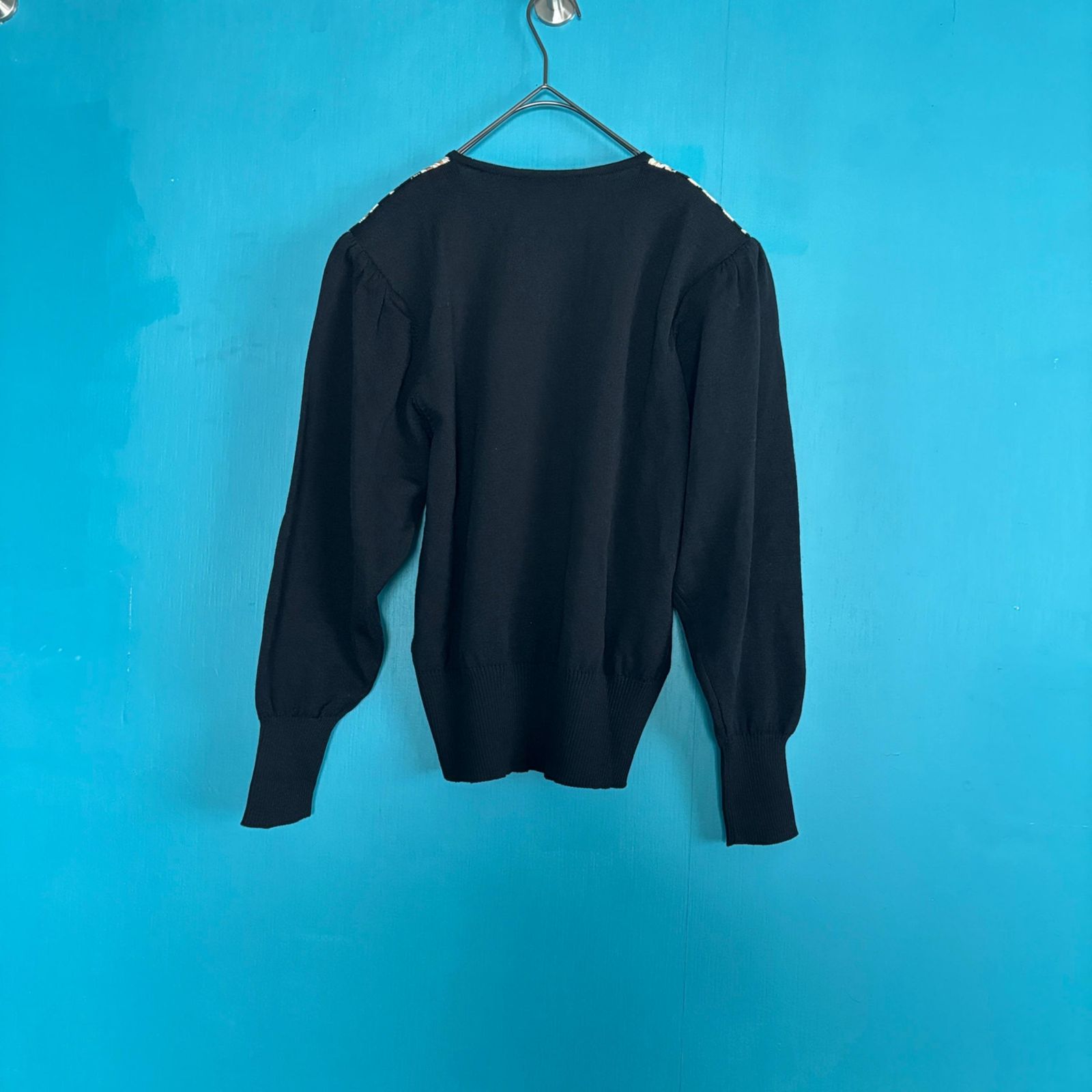 929 LEONARD レオナール 豹柄 切替 シルク混 ウール ニット セーター M