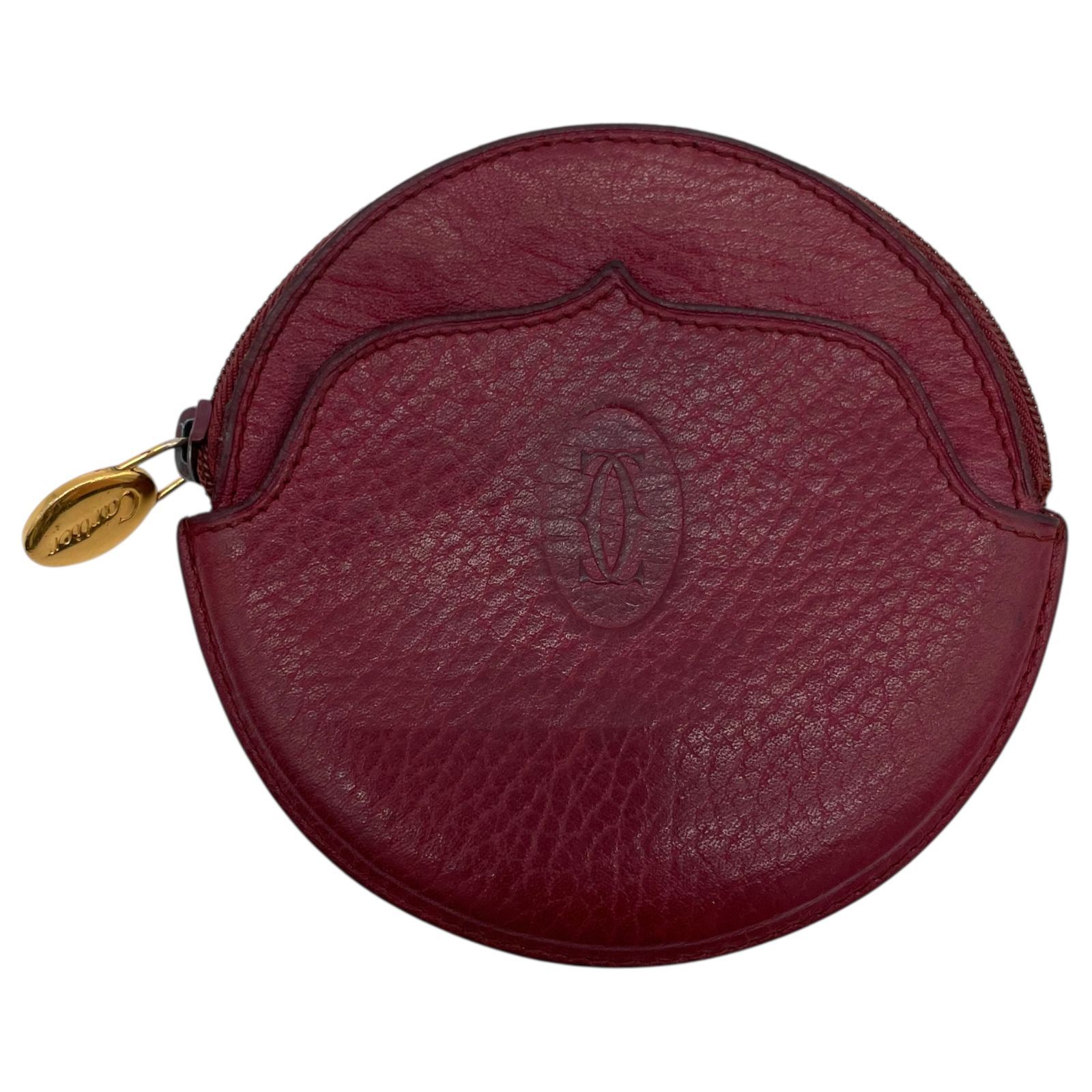 Cartier カルティエ コインケース 小銭入れ 丸 丸型 ボルドー ワイン