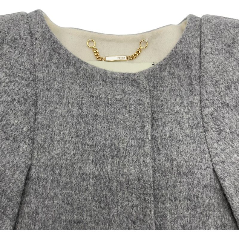 フェンディ FENDI ファーポケットケープコート FF8369 グレー ウール