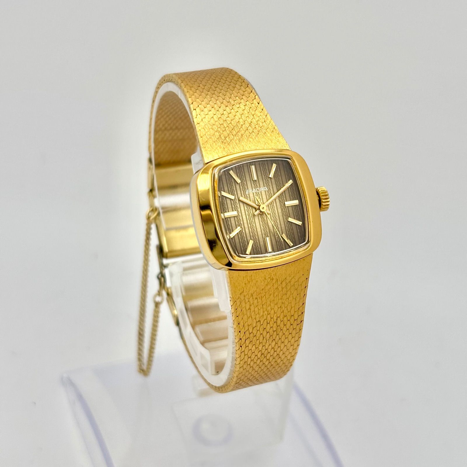 と*し様 ENICAR ゴールド 手巻き アナログ時計 箱付/稼働】ENICAR エニカ 機械式 手巻き レディース 腕時計 ゴールド