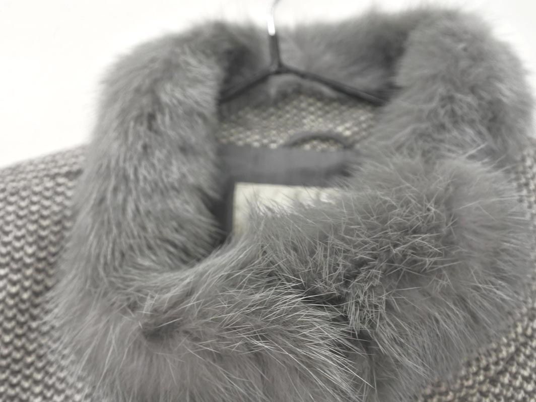 JUN ASHIDA ジュンアシダ カシミヤ混 ファー ジャケット size11/グレー