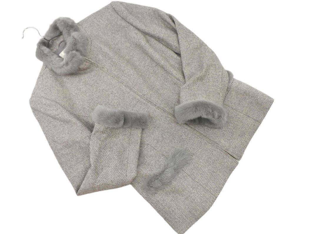 JUN ASHIDA ジュンアシダ カシミヤ混 ファー ジャケット size11/グレー