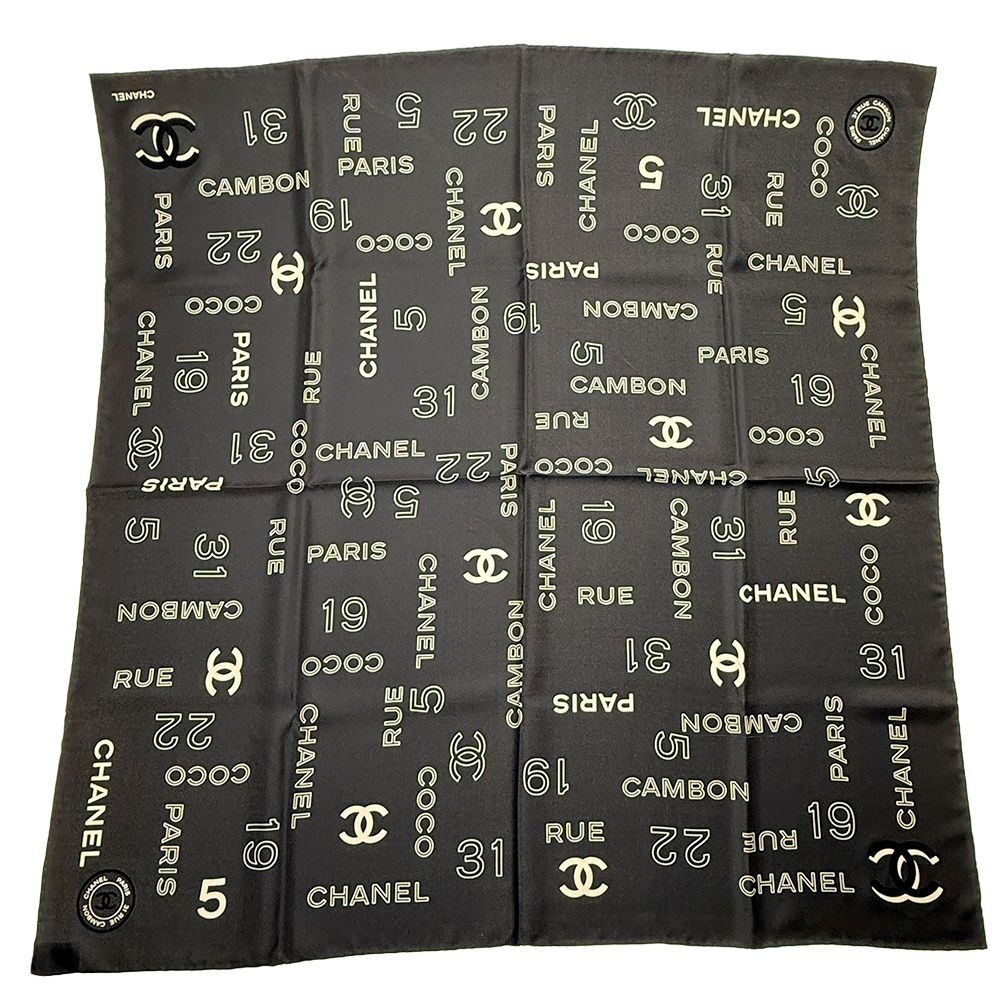 新品・未使用】CHANEL シャネル シルク スカーフ ブラック系 - メルカリ