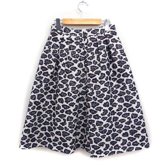 アナイ ANAYI レオパード柄 ジャガード タック フレアスカート ミディ