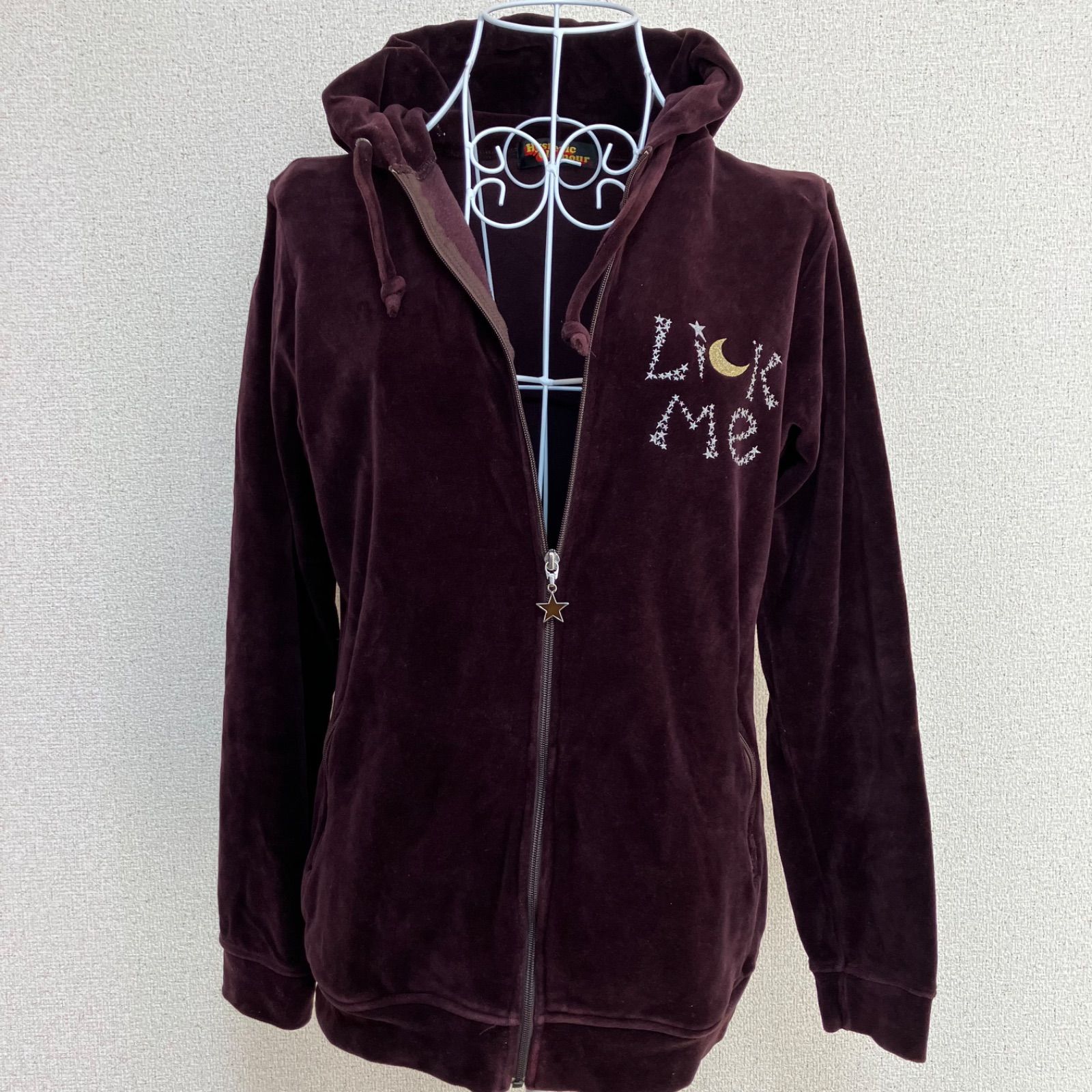 HYSTERIC ダークパープル ロゴパーカー ヴィンテージ y2k 肉厚 90'初期 】Hysteric Glamour ヒステリックグラマー ベルベットパーカー