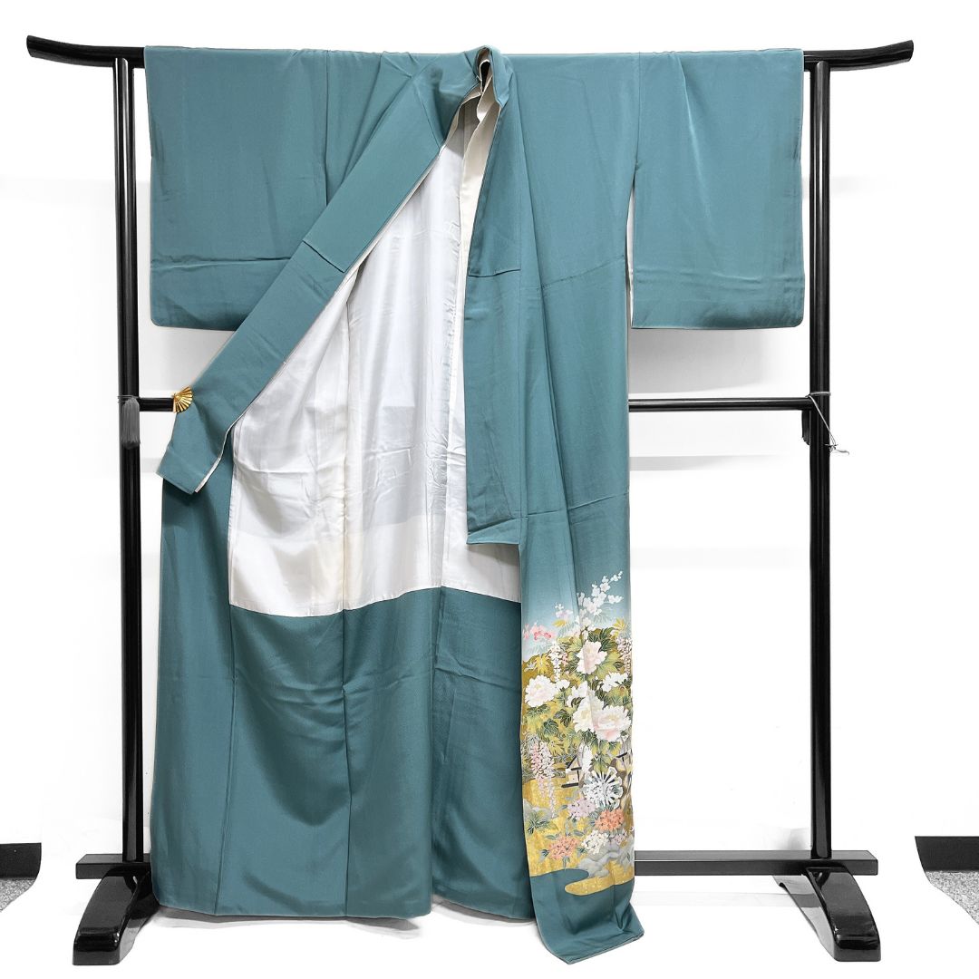 色留袖　金彩　花車　牡丹　鴛鴦　観世水　花模様　着物　013b d ms 色留袖 金彩 花車 牡丹 鴛鴦 観世水 花模様 着物 013b d ms 【公式通販】