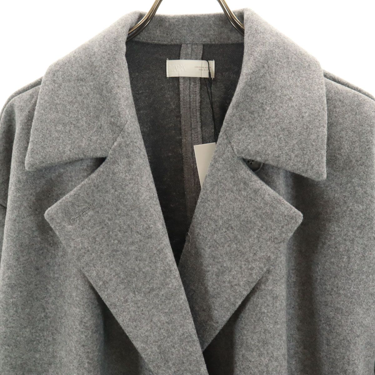 未使用 ZARA ザラ ダブルブレスト コート XL グレー レディース 古着