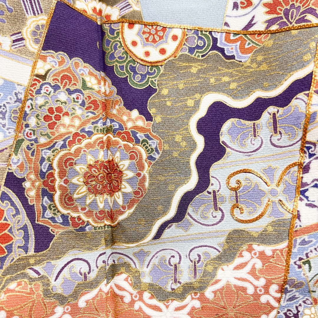 付け下げ 色留袖 金駒刺繍 金彩 色紙重ね 華紋 紋無し 着物 013b d