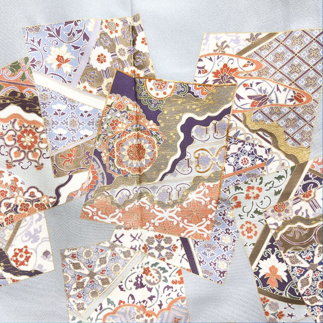 付け下げ　色留袖　金駒刺繍　金彩　色紙重ね　華紋　紋無し　着物　013b d 付け下げ 色留袖 金駒刺繍 金彩 色紙重ね 華紋 紋無し 着物 013b d