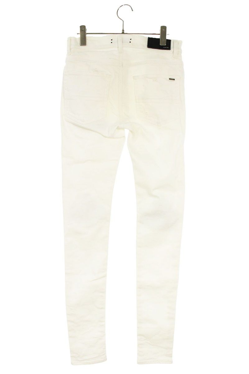 アミリ MX1 クラッシュ加工蛇腹レザーデニムパンツ メンズ 29インチ