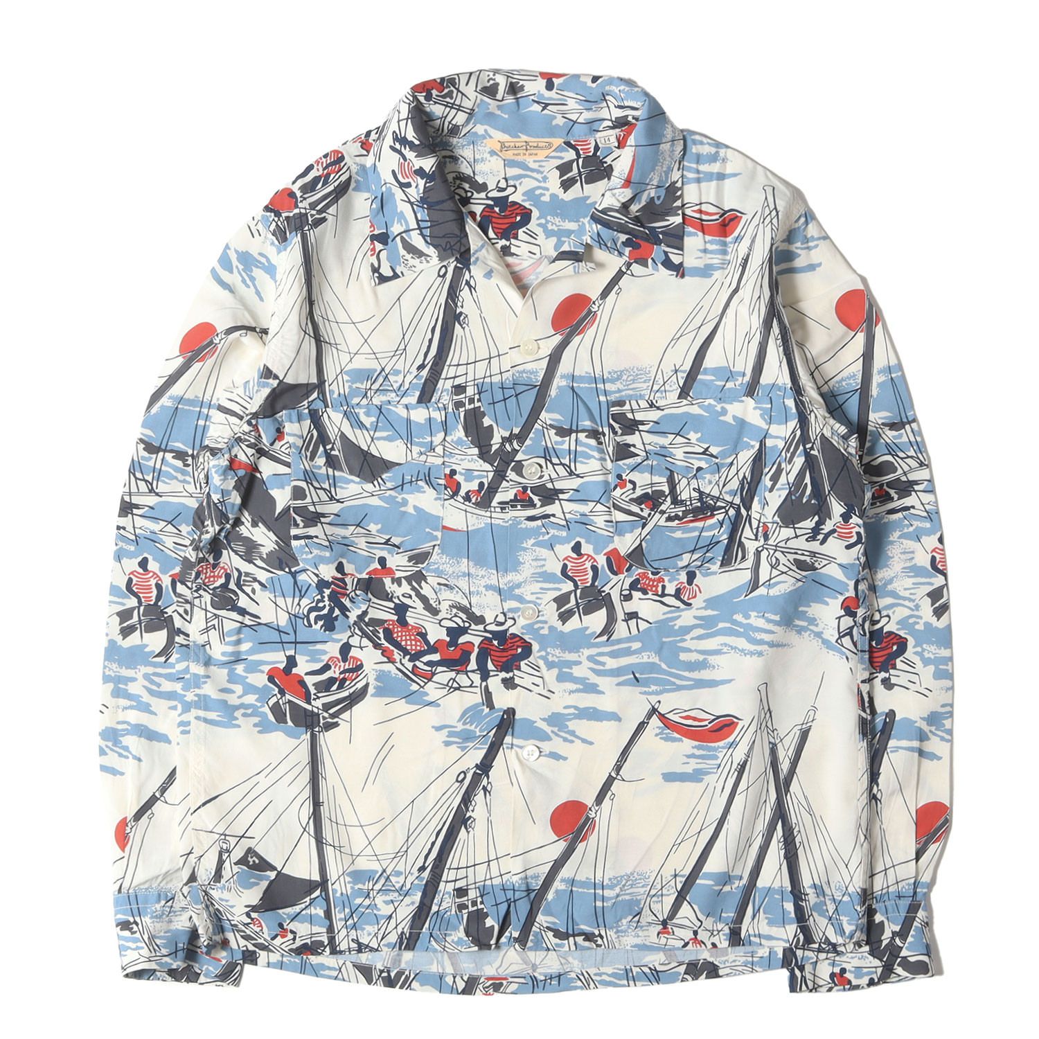 At LAST&CO アットラスト シャツ ブルー ホワイト サイズ:14 | BUTCHER