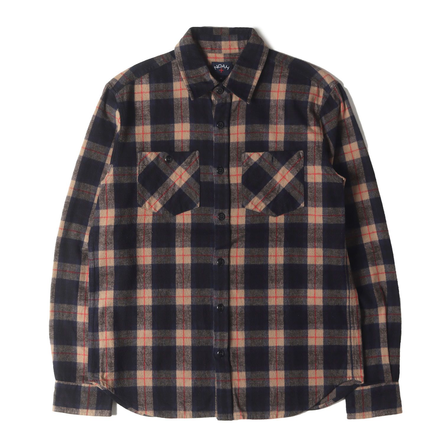NOAH ノア シャツ ベージュ ネイビー サイズ:M | タータンチェック