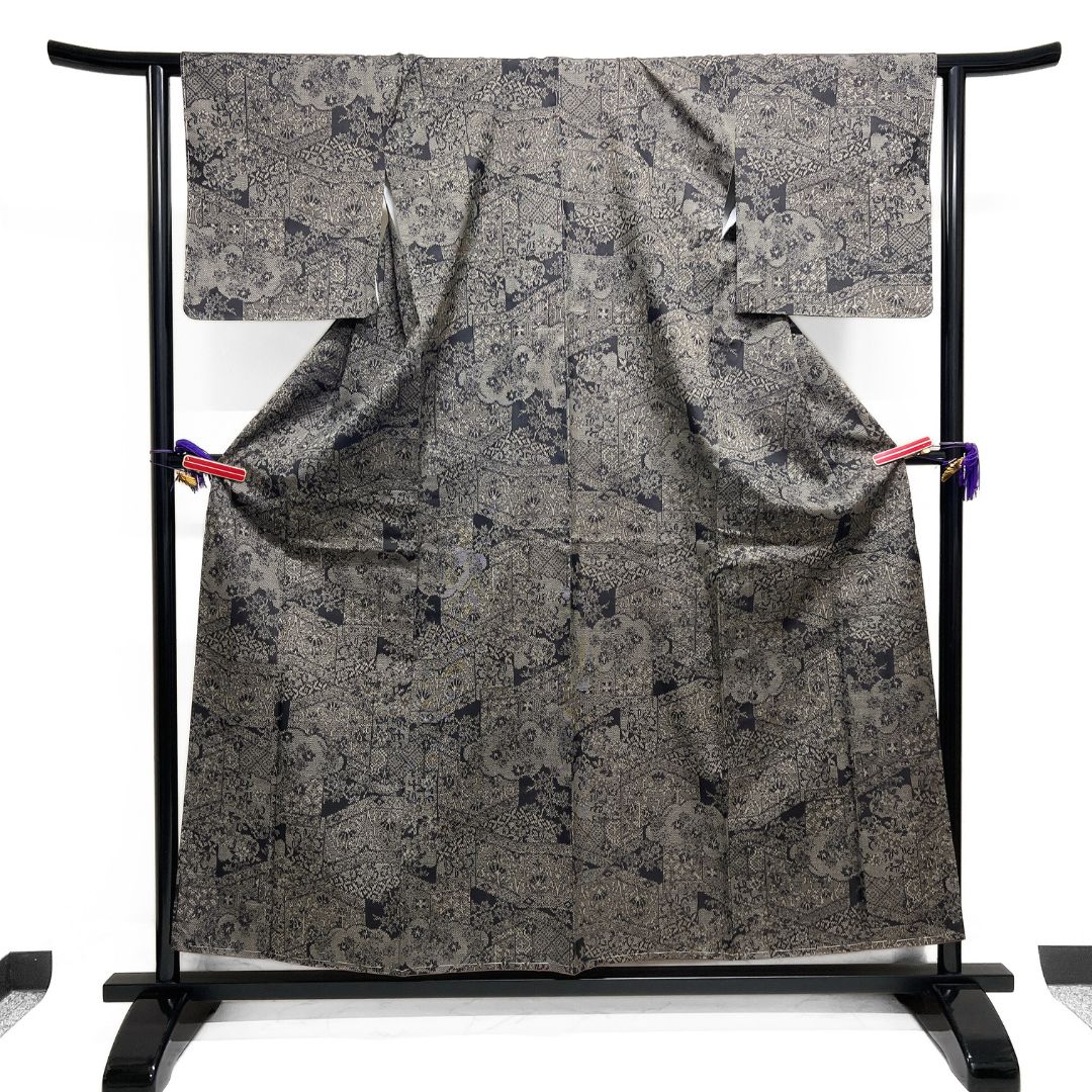 大島紬 未着用 小紋 雲 花模様 菱 泥染 着物 013b d ms - メルカリ