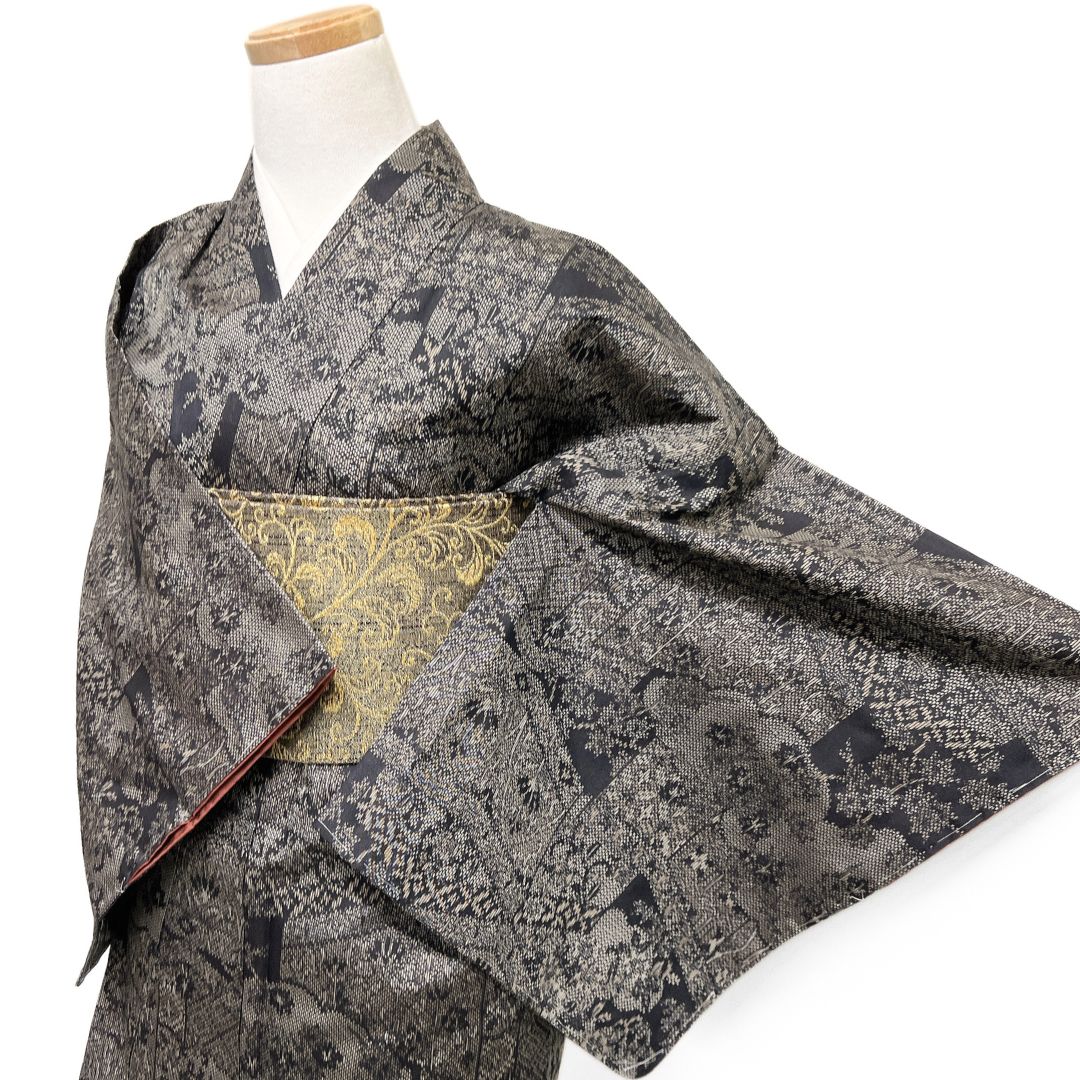 大島紬 未着用 小紋 雲 花模様 菱 泥染 着物 013b d ms - メルカリ
