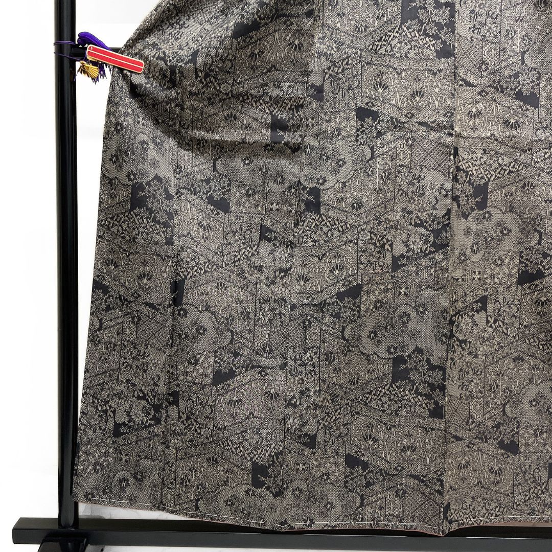 大島紬 未着用 小紋 雲 花模様 菱 泥染 着物 013b d ms - メルカリ