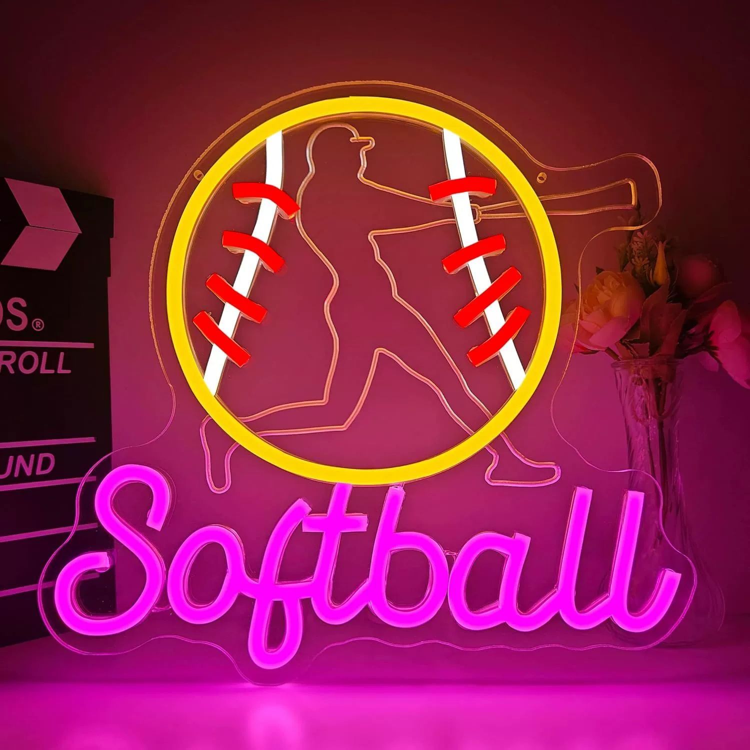 Softball  野球  LED ネオン サイン  発光サイン 装飾 アメ車 雑貨 お店 看板  照明  屋内 販売店 趣味   USB #02