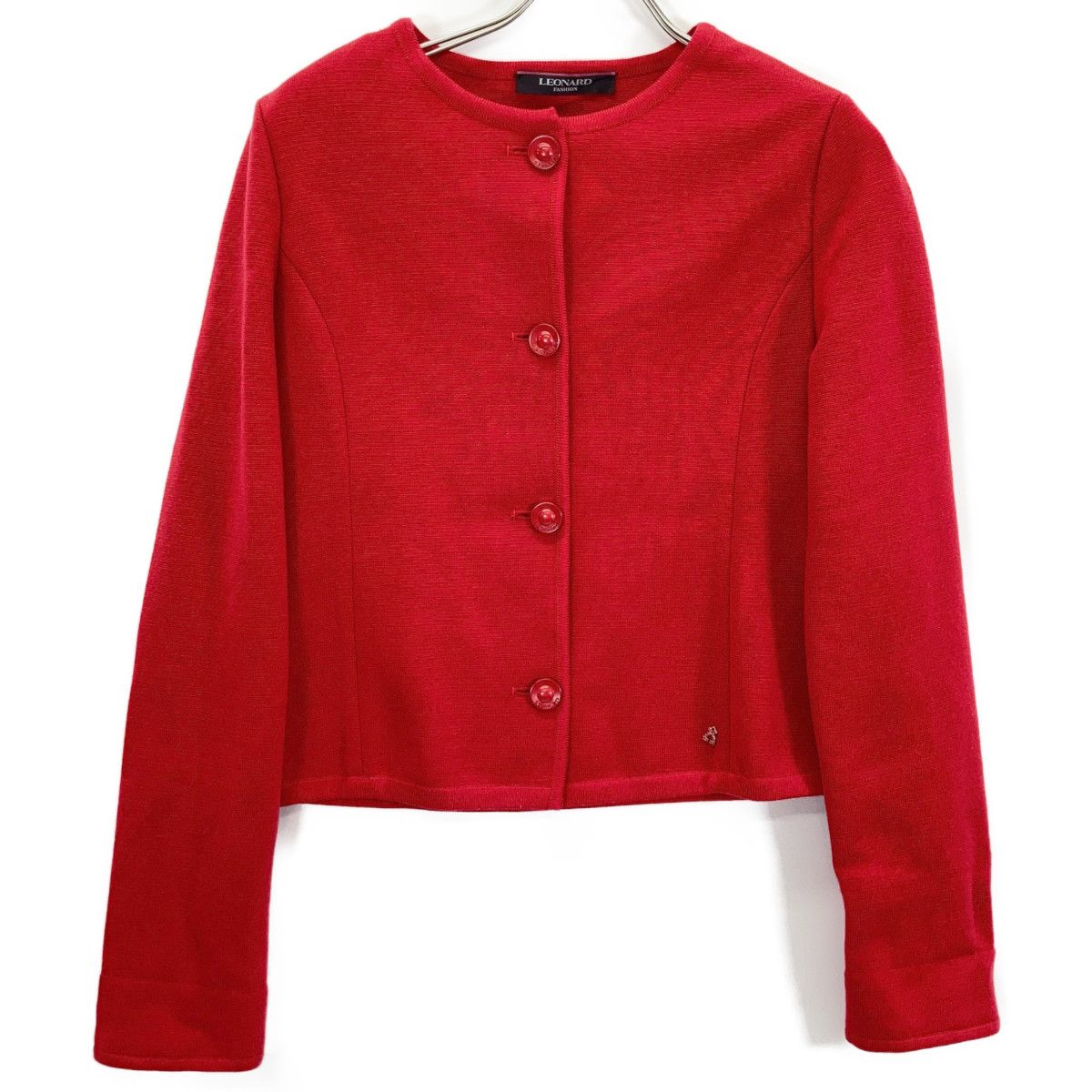 LEONARD レオナール 赤 ﾉｰｶﾗｰ ｼﾞｬｰｼﾞｰ ｼﾞｬｹｯﾄ 40 - メルカリ