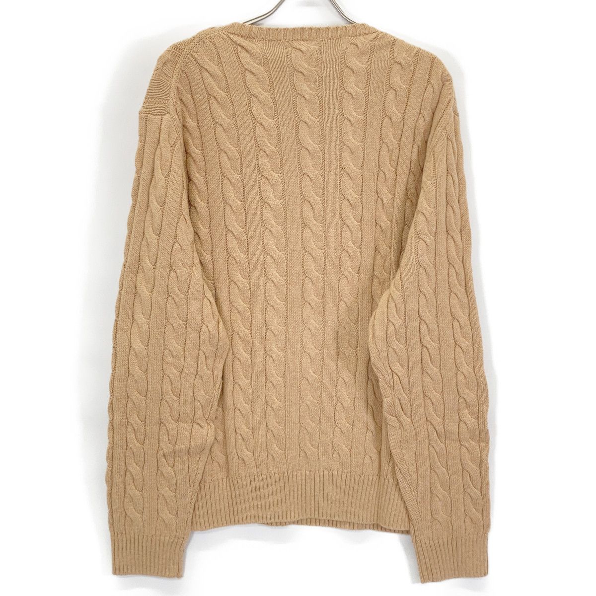 POLO RALPH LAUREN ポロ ラルフローレン ﾍﾞｰｼﾞｭ ﾎﾟﾆｰ刺繍 ｹｰﾌﾞﾙ編み