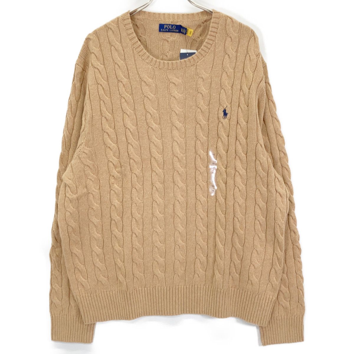 美品　ポロ ラルフローレン ケーブルニットワンピース　ベージュ　ポニー刺繍　Ｍ POLO RALPH LAUREN ポロ ラルフローレン ﾍﾞｰｼﾞｭ ﾎﾟﾆｰ刺繍 ｹｰﾌﾞﾙ編み