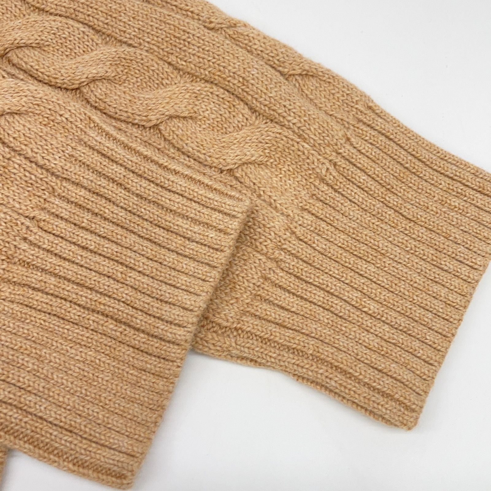 POLO RALPH LAUREN ポロ ラルフローレン ﾍﾞｰｼﾞｭ ﾎﾟﾆｰ刺繍 ｹｰﾌﾞﾙ編み