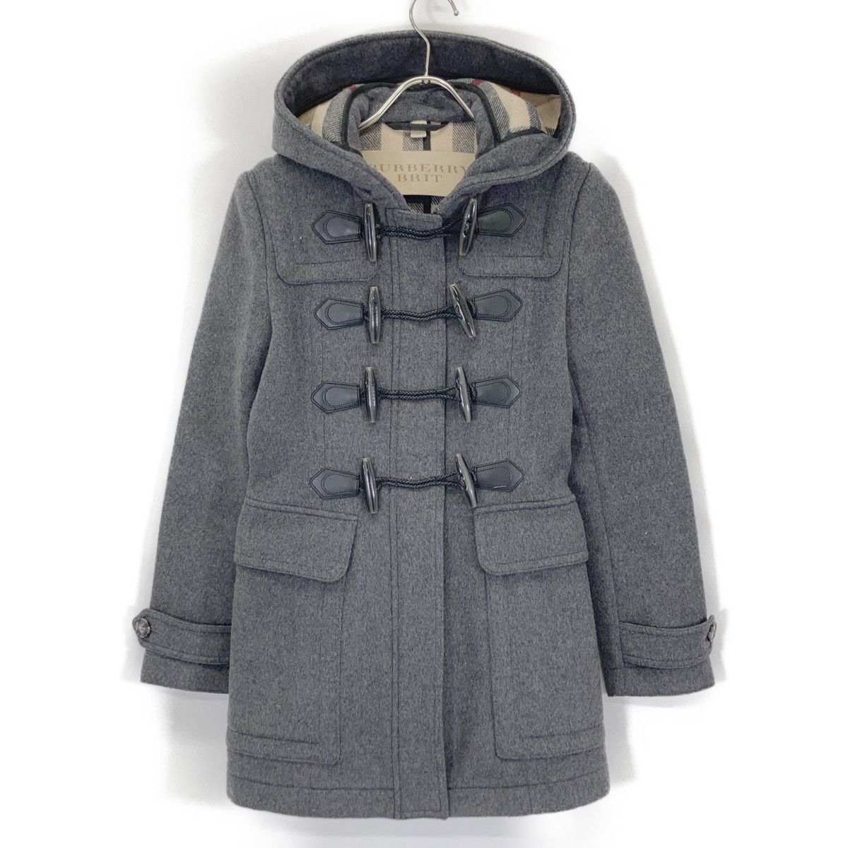 正規店★BURBERRY BRITバーバリー★グレー ダッフルコート BURBERRY BRIT バーバリーブリット 3982975 ｸﾞﾚｰ 裏地ﾉﾊﾞﾁｪｯｸ ｳｰﾙ