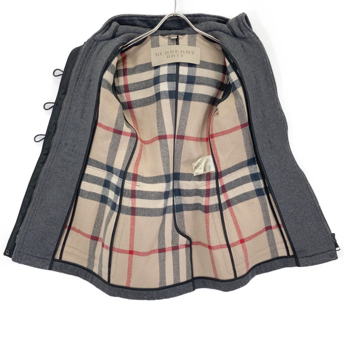 BURBERRY BRIT バーバリーブリット 3982975 ｸﾞﾚｰ 裏地ﾉﾊﾞﾁｪｯｸ ｳｰﾙ