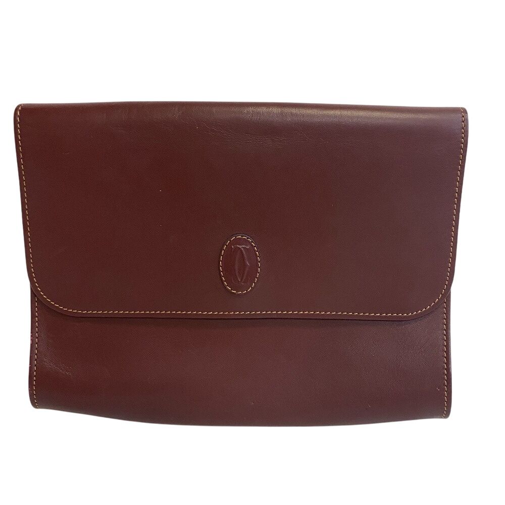 Cartier ブラウンレザークラッチバッグマストライン レザーポーチ新品未使用 CARTIER カルティエ ポーチ セカンドバッグ マストライン クラッチ