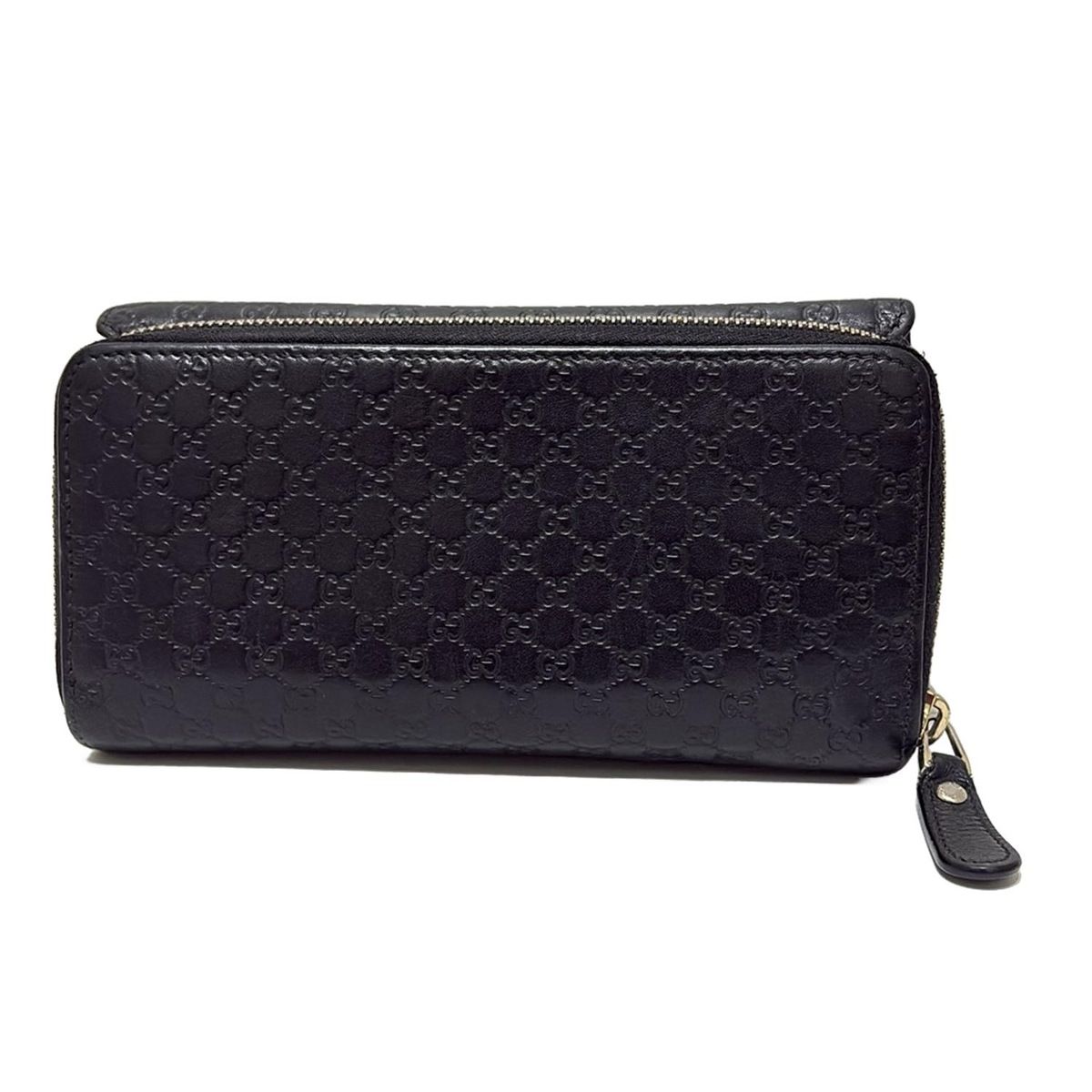 GUCCI(グッチ) 長財布 マイクログッチシマ 449364 黒 レザー - メルカリ