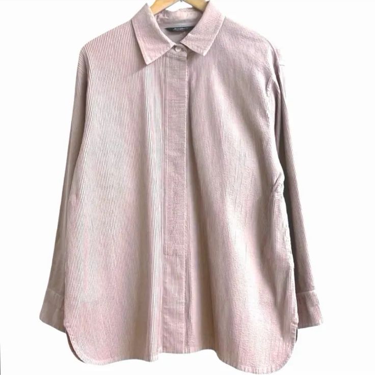 yaccomaricard ヤッコマリカルド ピンタックストライブ 長袖シャツ