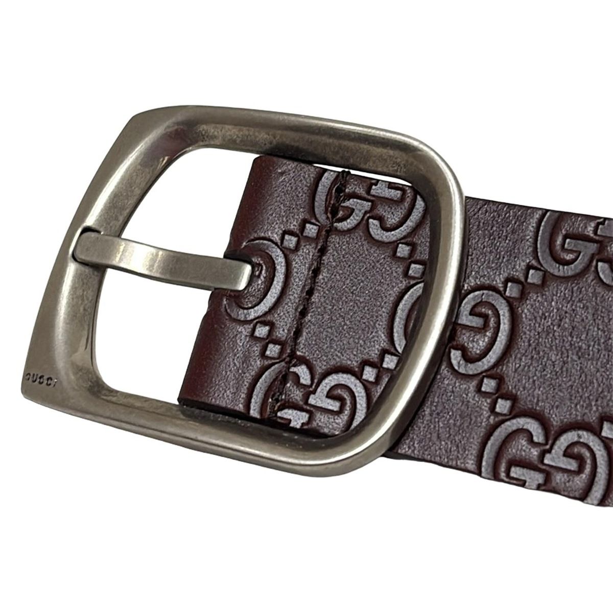 GUCCI(グッチ) ベルト 90/36 - 211562 ダークブラウン×シルバー