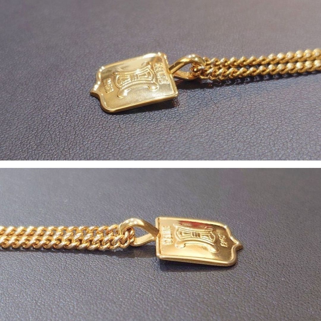 CELINE】ビンテージ マカダム ゴールド ネックレス 美品】ヴィンテージ