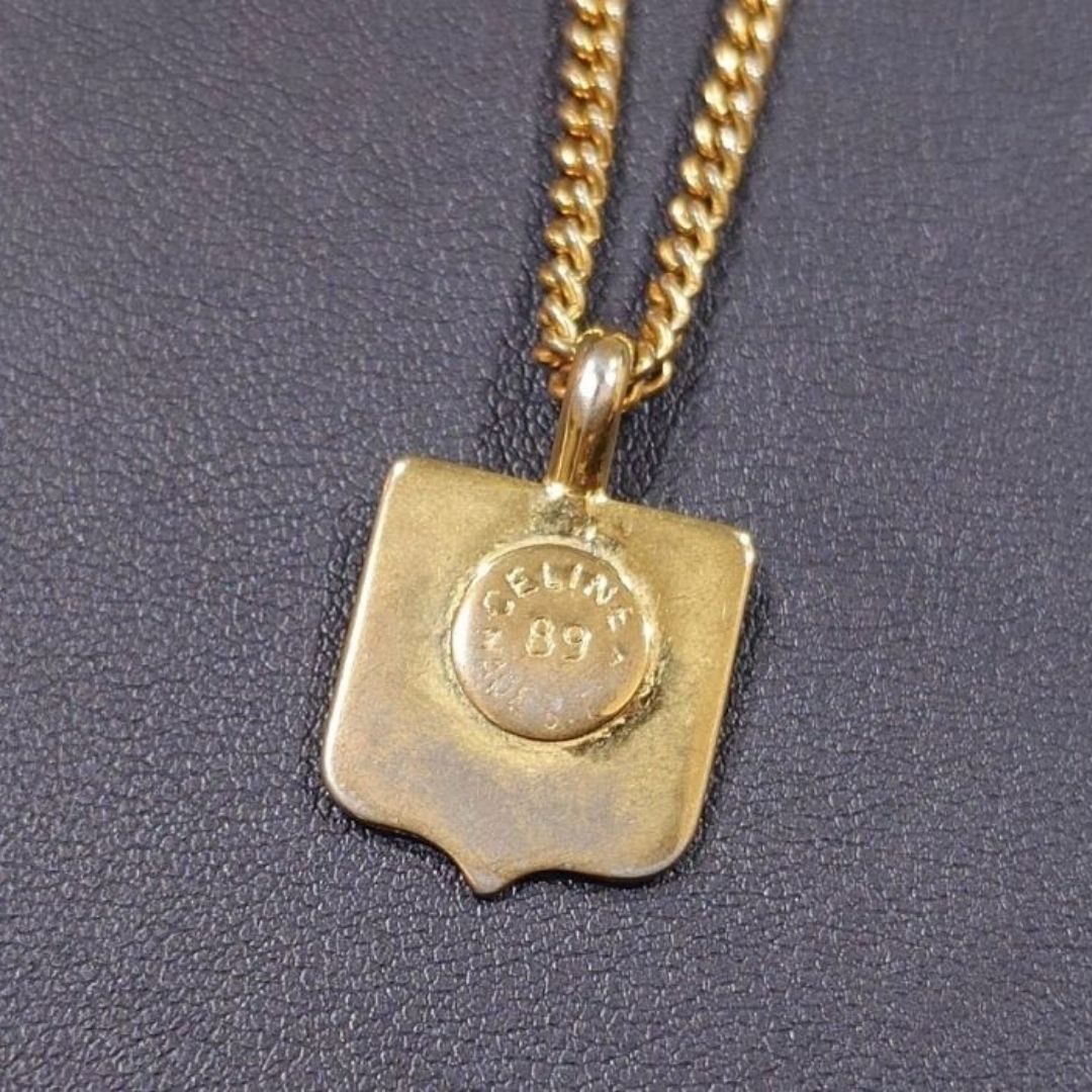 ヴィンテージ CELINE セリーヌ プレート ネックレス ブラゾン マカダム